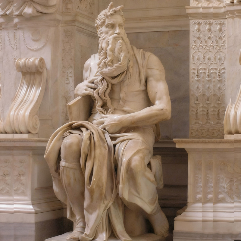 Klasik Mermer İnsan Heykeli Oturan Heykel