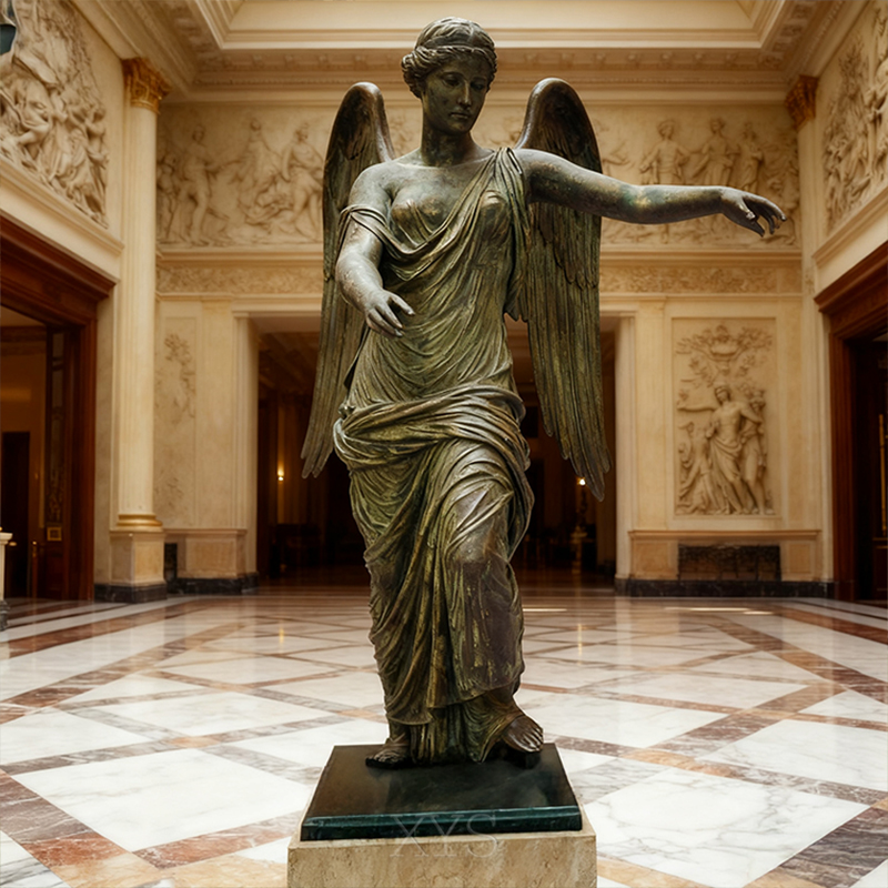 Bronz Kapalı Kanatlı Nike Tanrıça Heykeli