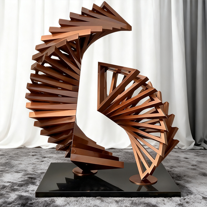 Bronz Spiral Soyut Katmanlı Dilim Heykel